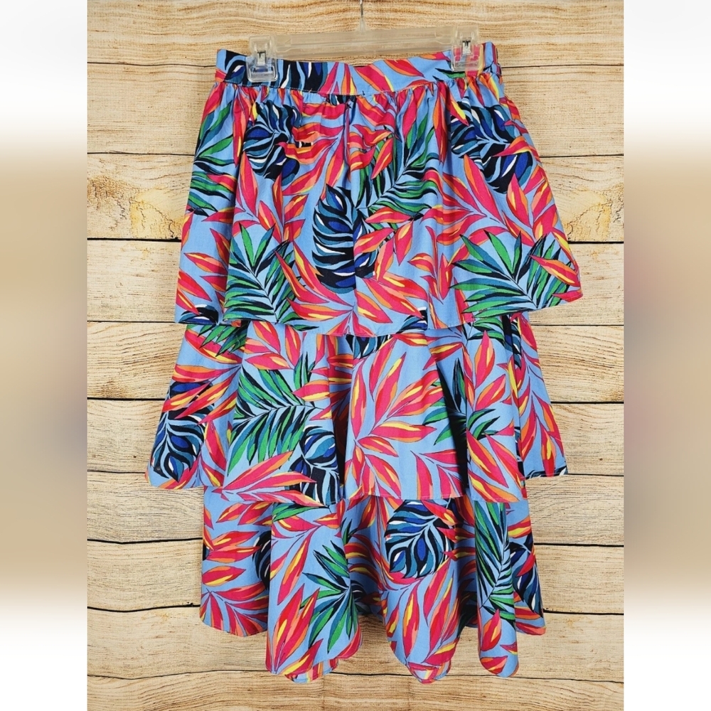 Tabitha Brown for Target NEW Tropical Print Tiered Midi Skirt Size Small